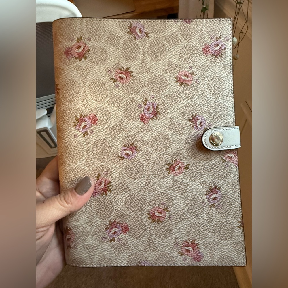 Coach Notebook In Signature Canvas With Floral Print